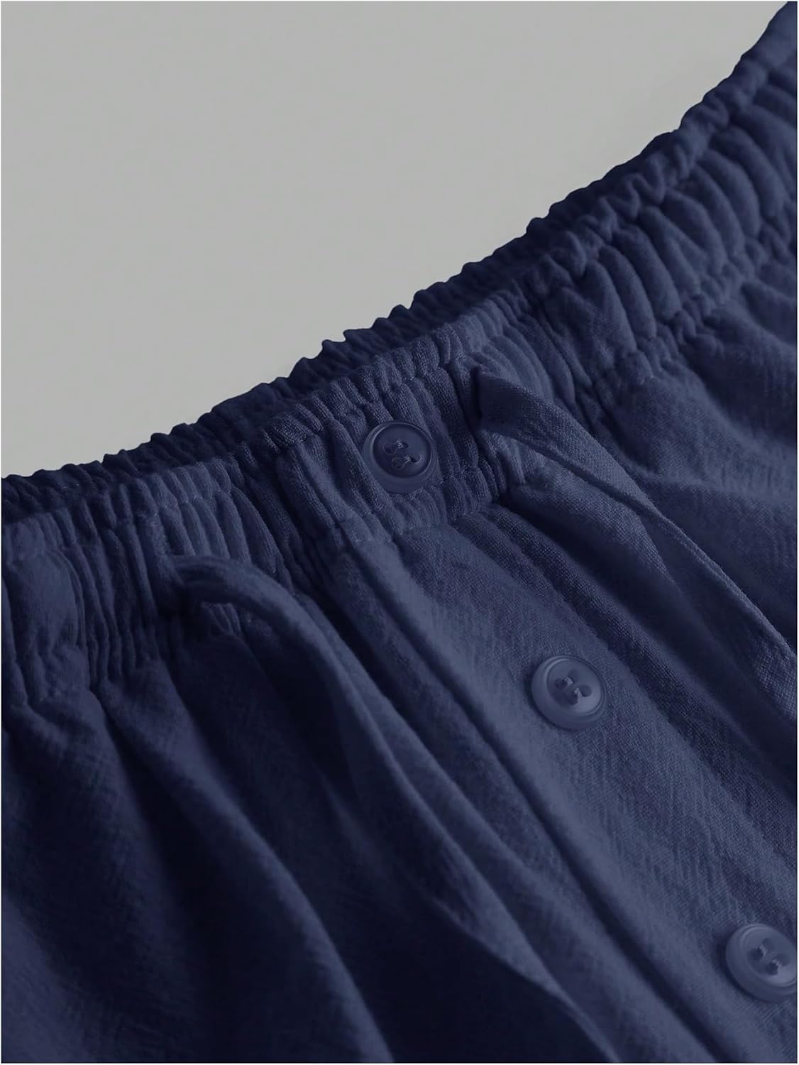 SHENHE Girl's Linen Low Waisted Drawstring Button Front Loose Long Pants Casual Boho Trousers - Image 3