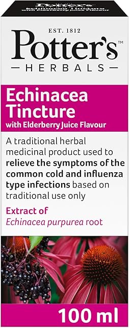 Potter's Herbals Echinacea Tincture with Elderberry Flavour | 100 ml | To Relieve Symptoms of The Common Cold & Influenza Type Infections Based On Long-standing Use As A Traditional Remedy