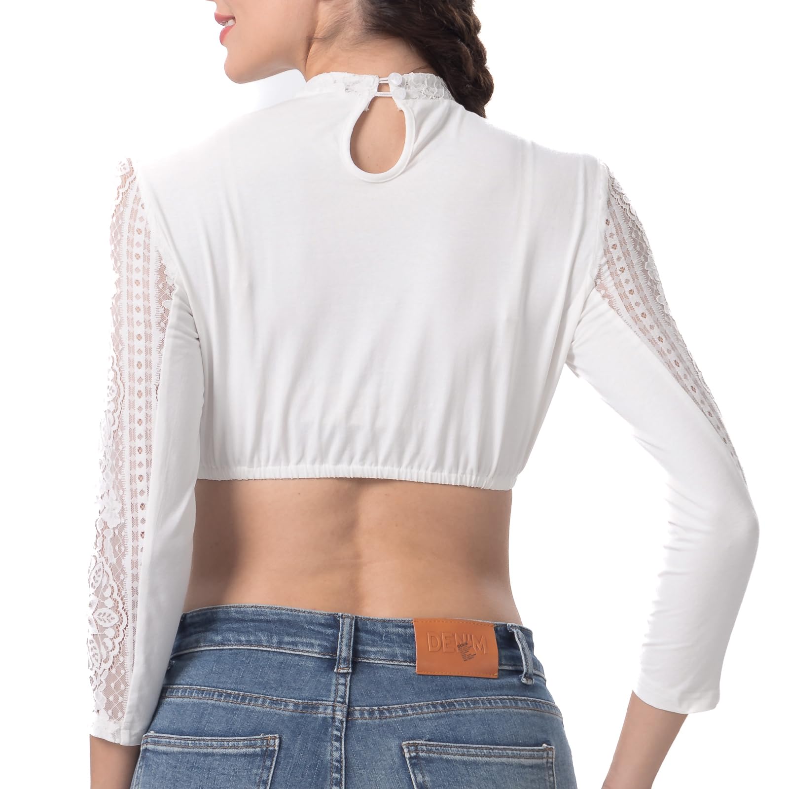 Kelliar Dirndlbluse Damen Trachtenbluse Creme Dirndl Bluse für Oktoberfest