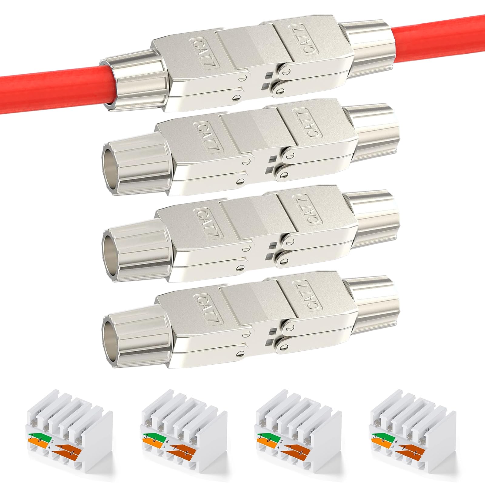 connettore songyea 4×RJ45, connettore per cavo di rete senza attrezzi, spina RJ45 CAT5e, CAT6, CAT7 cavo di installazione Cavo di installazione Ethernet, distributore di rete