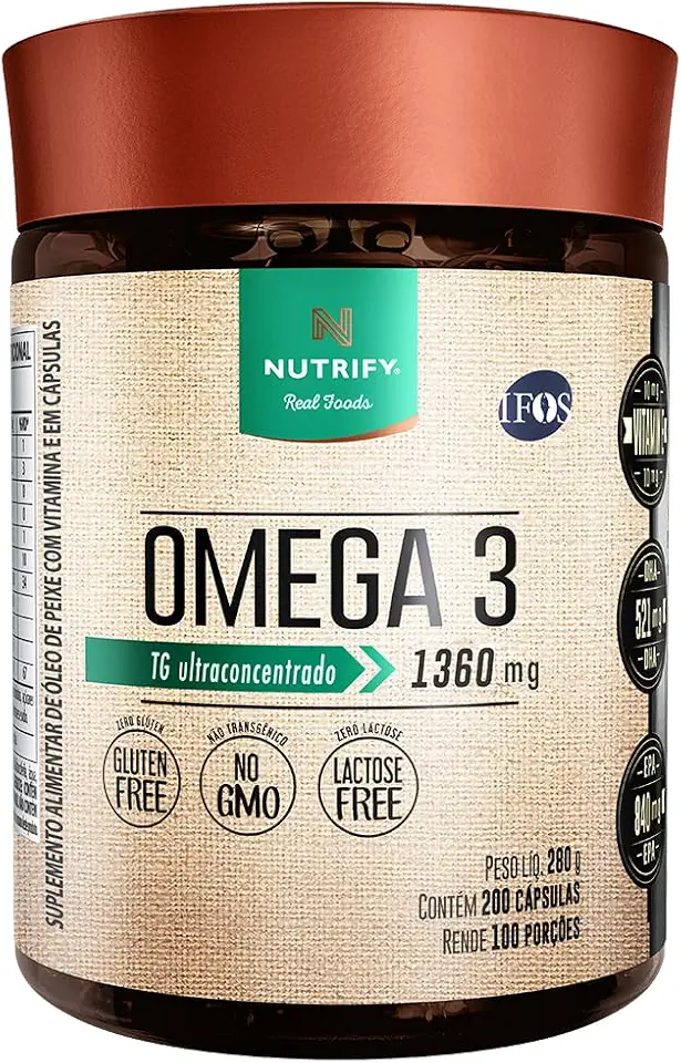 Ômega 3 TG Ultraconcentrado 1360mg Nutrify – 200 Cápsulas, Alta Pureza com Selo IFOS, Forma Triglicerídeos para Máxima Absorção