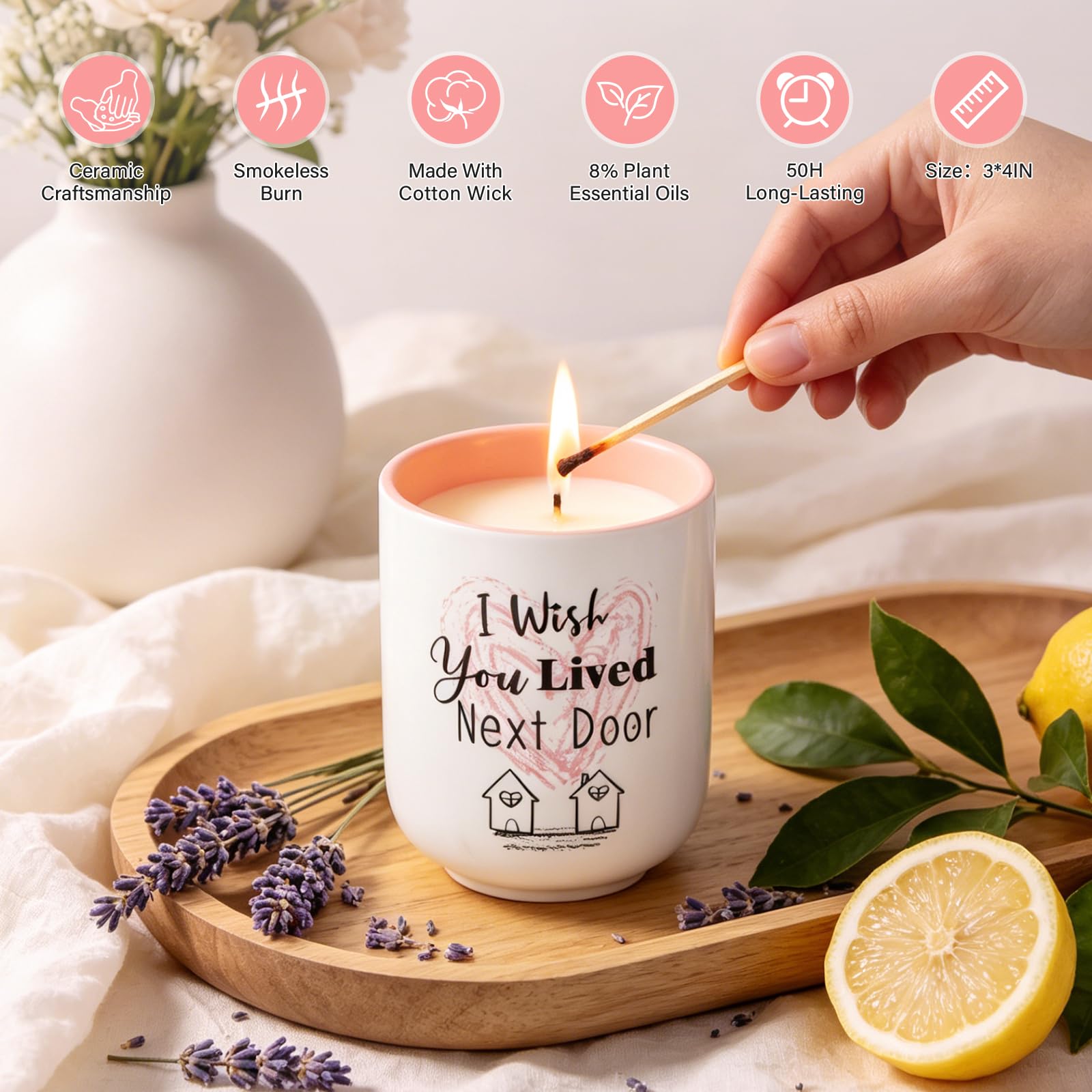 Regalo para mejor amiga para mujeres, amigos que se mudan lejos, lavanda y
