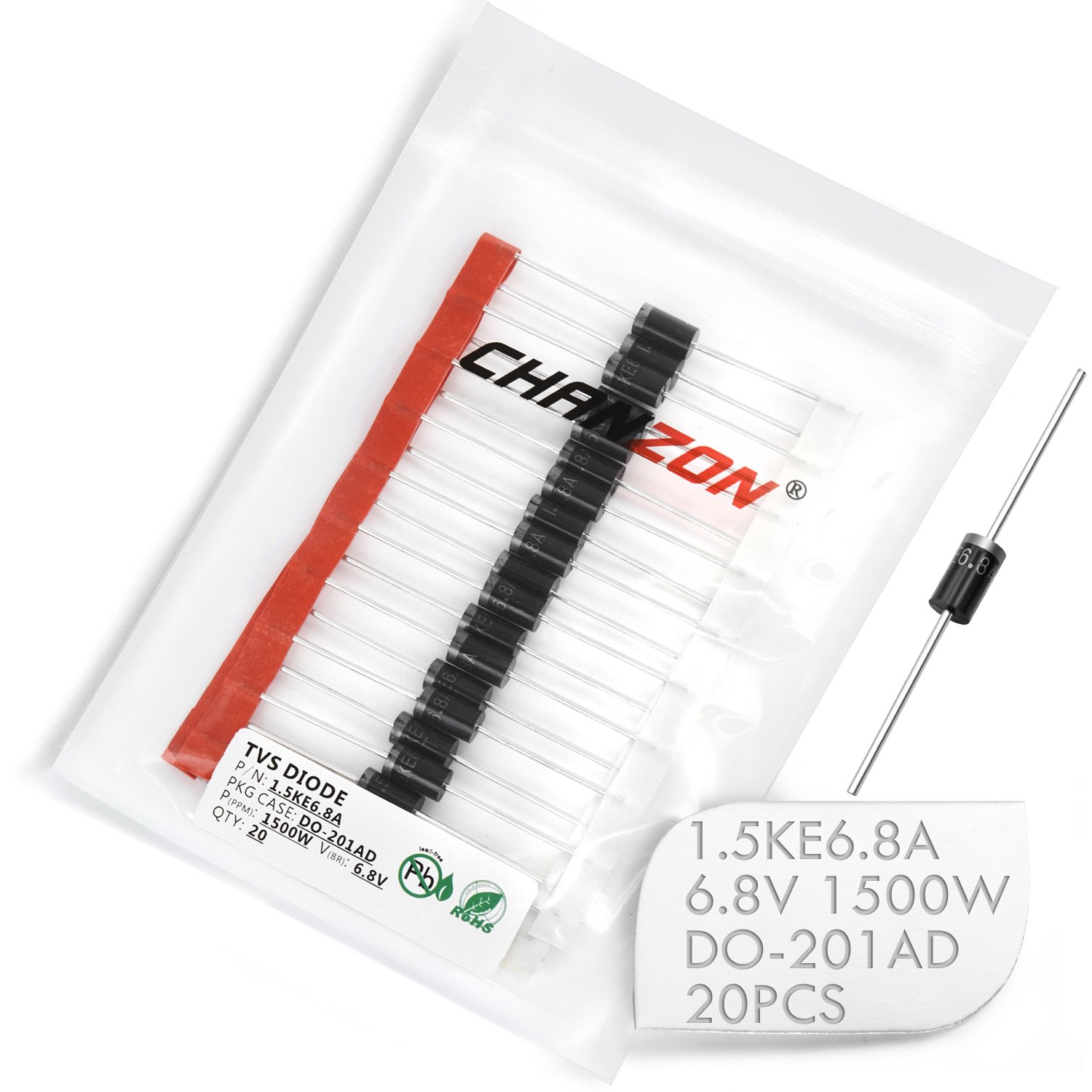 Chanzon Diodi TVS 1.5KE6.8A 1500W 6.8V DO-201AD