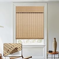 HIDODO Cordless Bamboo Roman Shades 22x64 - Light Filtering UV Protection Roll Up Blinds for Windows, Natural Bamboo