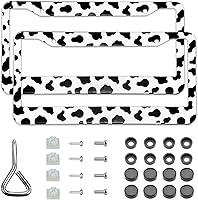 Vista 3 de 14 accesorios de automóvil con estampado de vaca, marco de matrícula de vaca, portavasos de coche de vaca, tapas de vástago de válvula de neumático