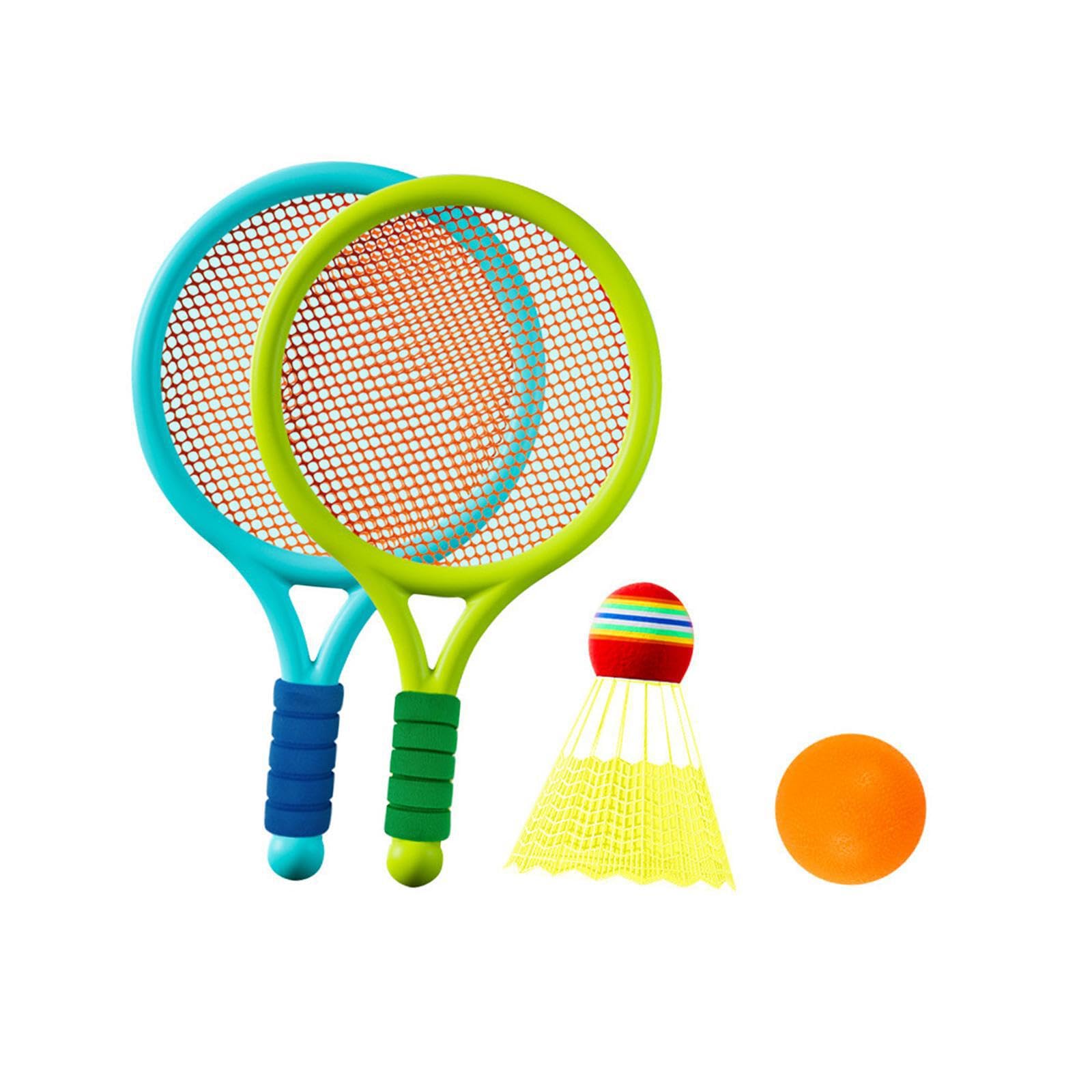 Set da Tennis e Badminton per Bambini, Racchetta da Tennis per Bambini, Giocattoli da Spiaggia, Blu e Rosa