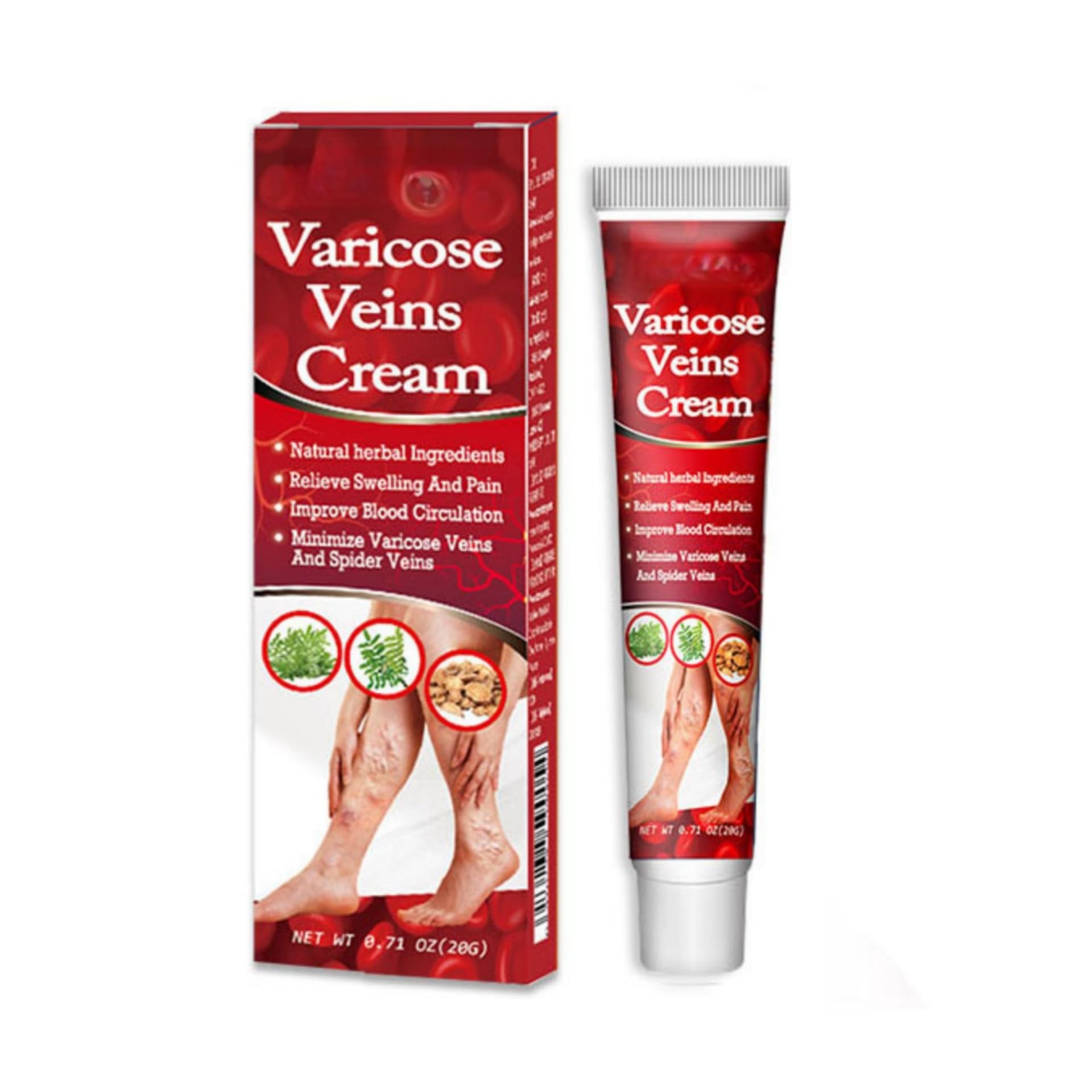 Varicose Veins Cream - Targeted Relief for Varicose Veins - Promotes Circulation and Reduces Swelling - Soothing & Cooling Effect - Lightweight & Non-Greasy - Moisturizing and Hydrating 20g
