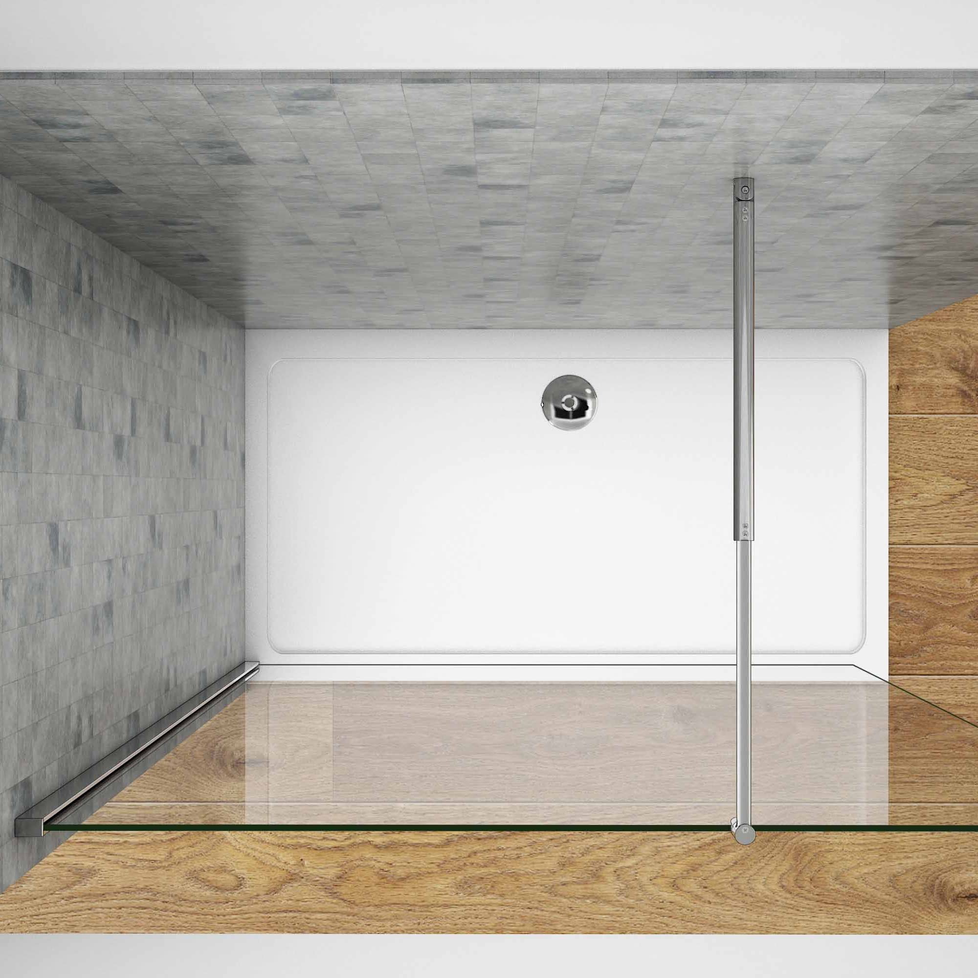 Mamparas de Ducha Pantalla Panel Fijo Perfil Cromado Cristal Antical 10mm Barra 70-120cm - 110x200cm