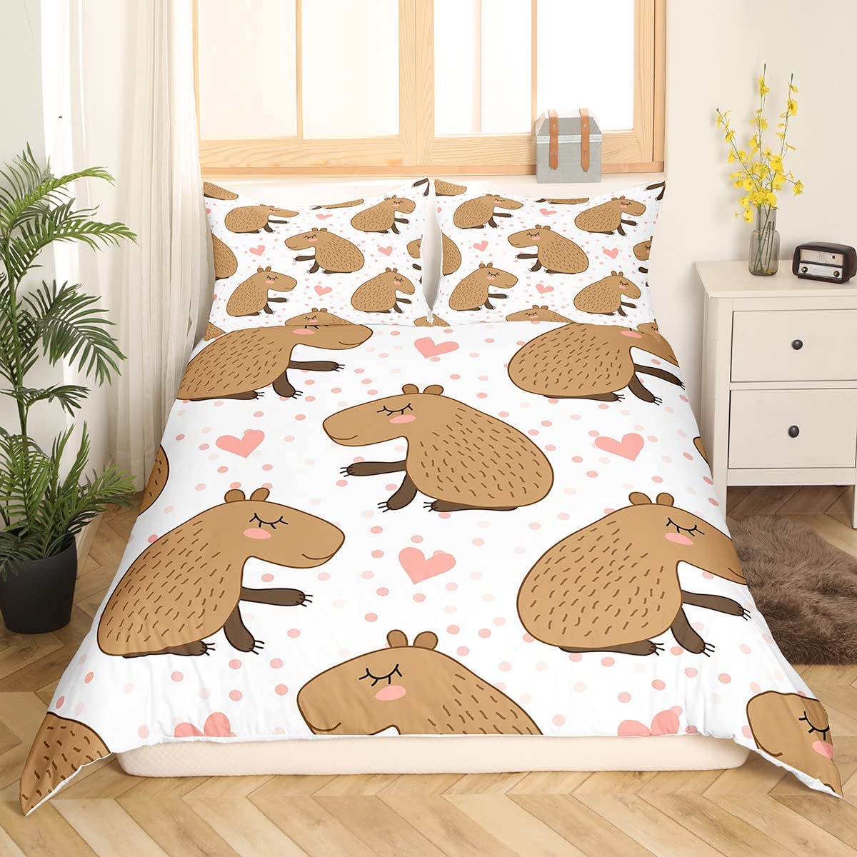 Manfei Capybara Duvet Cover Set Single Size, South America Fauna Comforter Cover with 1 Pillowcase - Image 3