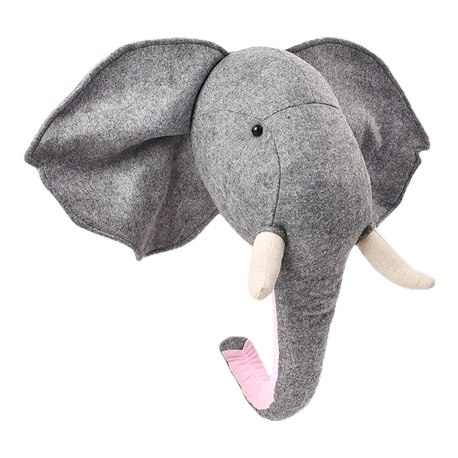 Generisch Gefüllte Elefantenkopf-Wand-,Graues Tier Gefüllte Wandbehang-Dekoration - Kinderzimmer Plüschtiere Dekorationen Baby Kinderzimmer -Wanddekoration Kreativer Schmuck