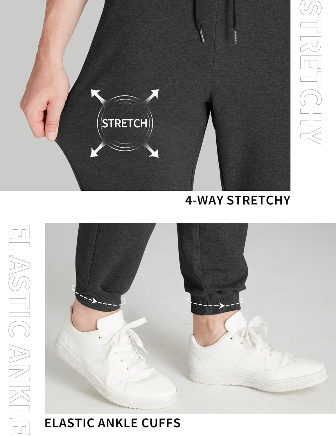 Idtswch 34/36/38/40 Long Inseam Mens Tall Sweatpants Fleece-Line Extra Long Joggers Pant with Zip Pockets - Image 4