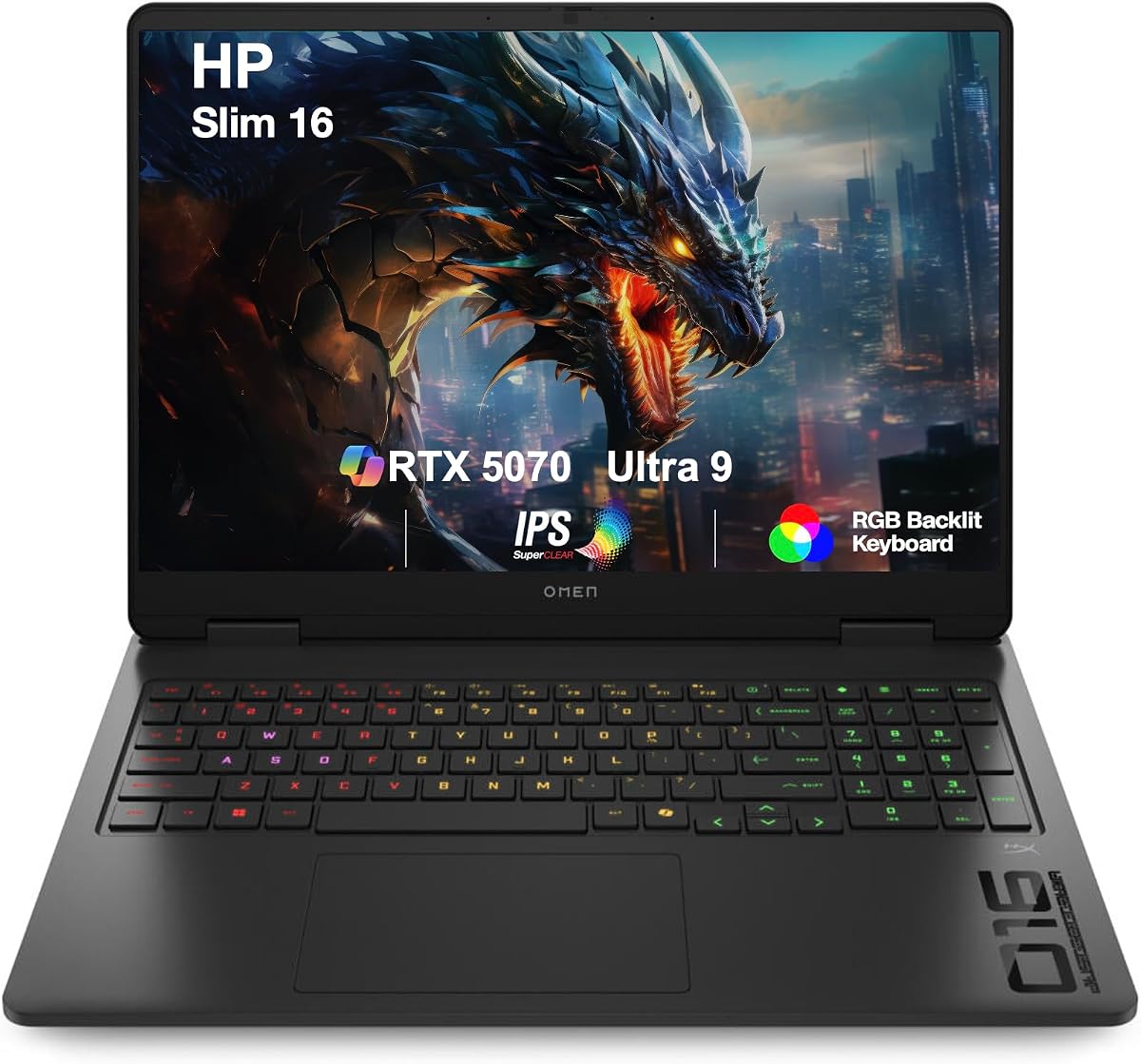 Laptop para juegos HP OMEN Slim 16 AI 16.0" 144Hz IPS WUXGA, Intel Ultra 9-285H | GeForce RTX 5070 8GB, 32GB DDR5, 1TB SSD, teclado retroiluminado RGB de 4 zonas, WiFi 6E, cámara web, Bluetooth 5.4, Win 11 Pro