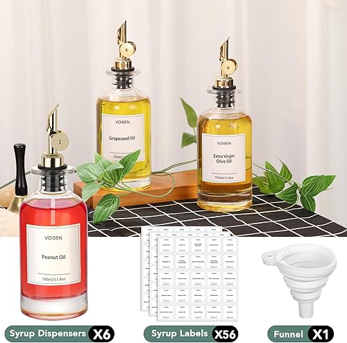 Miniatura 2 de Botella dispensadora de aceite de oliva para cocina, juego de 6 botellas de aceite de vidrio, dispensador de jarabe de café, recipiente de aceite de