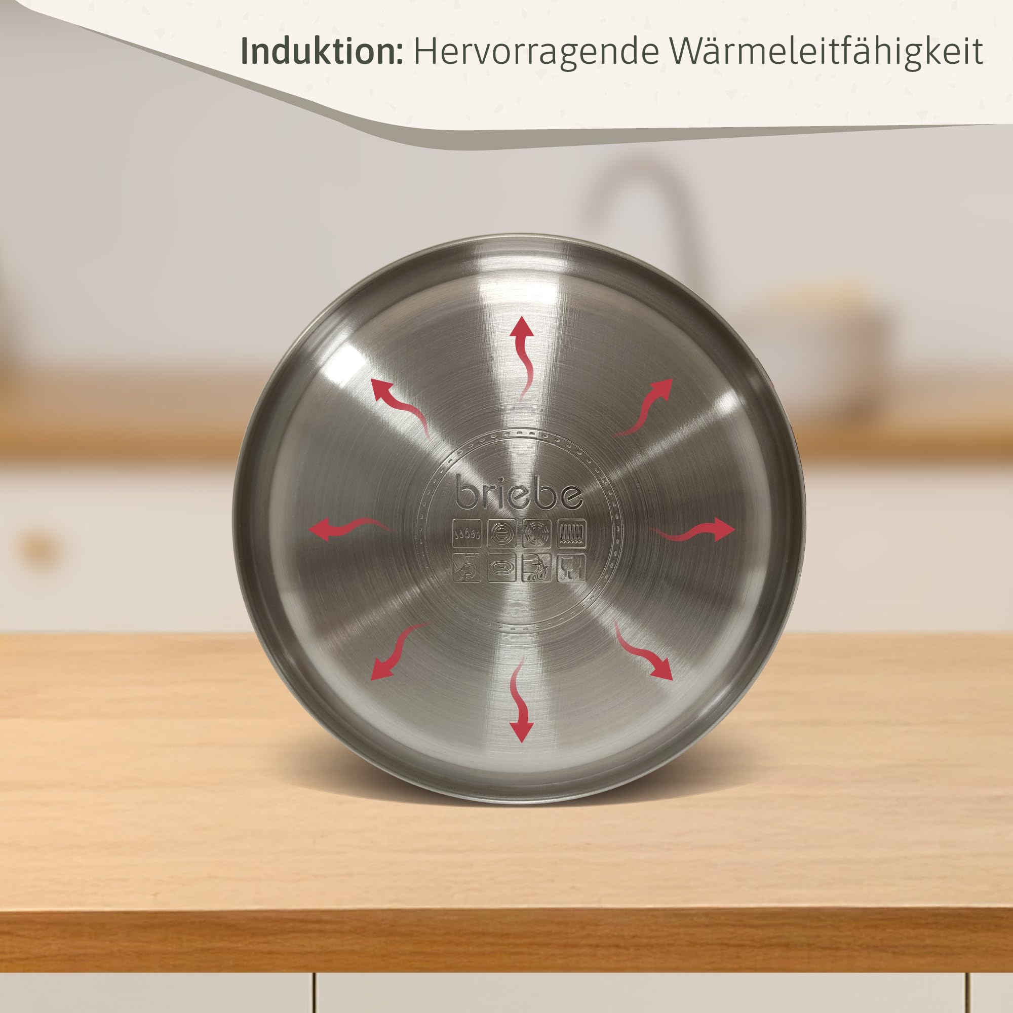 briebe Wasserkessel Induktion 2,3L, Flötenkessel, Edelstahl Teekessel Retro, Vintage Design, Alle Herdarten, GlasKeramikherd, Gas, Elektroherd, Holzgriff Cool-Touch, für Tee Kaffee, Tea pot, Inox