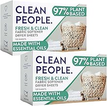 The Clean People Fabric Softener Sheets - Dryer Sheets - Softens & Removes Static Cling - Vegan Laundry Softener With Essential Oils - Fresh Scent, 240 Pack