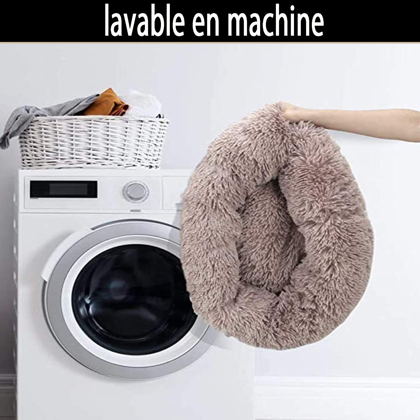 Coussin Anti Stress XXXL,Lit Moelleux Rond pour Chien XL,Panier pour Chien Moyen Taille,Puppy Love Panier Orthopedique,Tapis XXL Grande Taille Lavable Apaisant Marron
