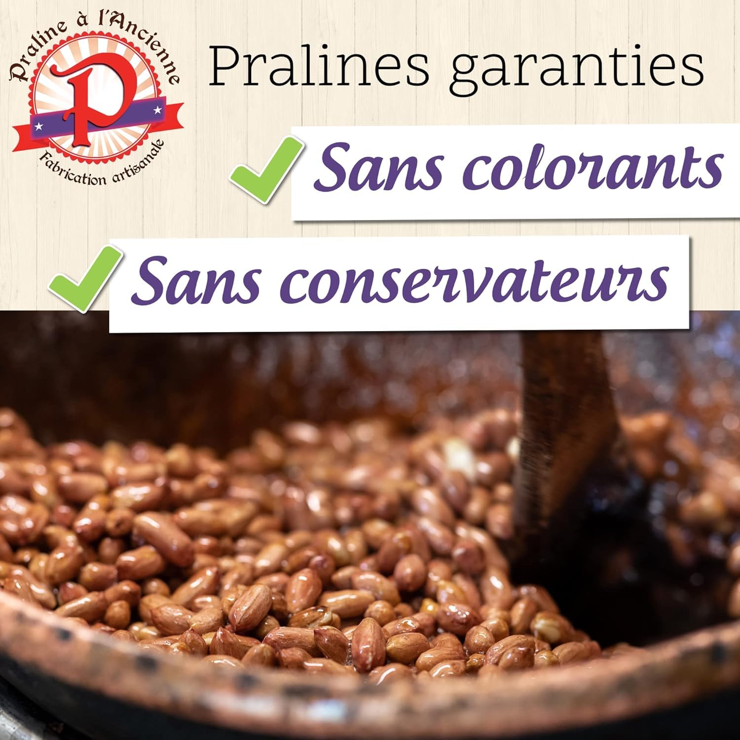 Pralines à l'Ancienne – Caja de regalo de Pralines «L'exotique» – Cochus dulces artesanales – 3 bolsas de regalo – Cacahuetes, Pistachos, Pecan – Fabricado en Francia