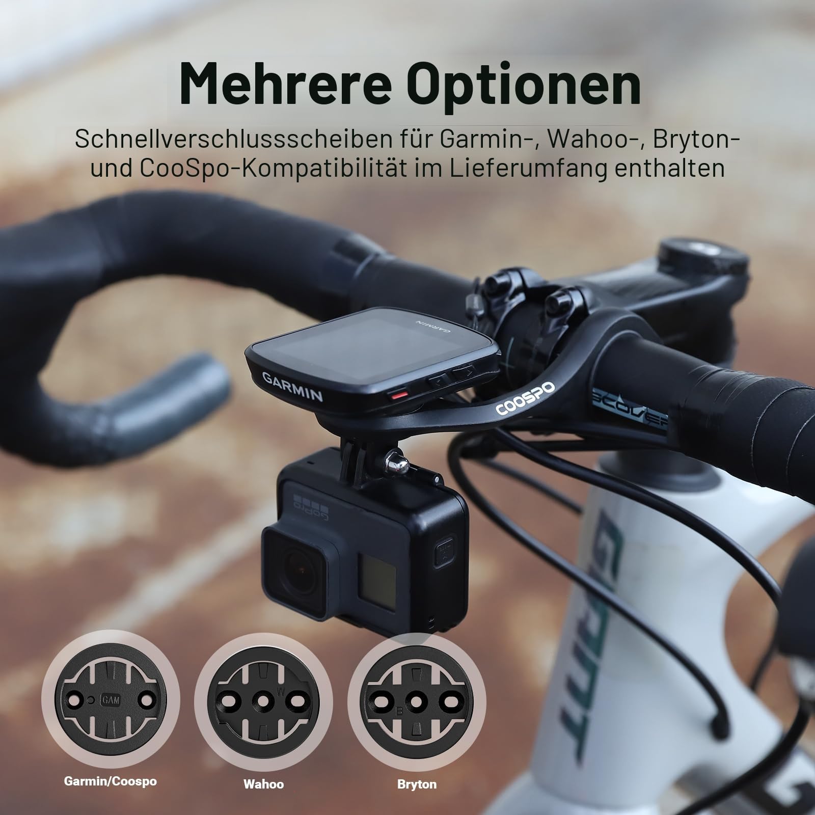 CooSpo Fahrradcomputer Halterung, Schnellspanner Halterung für Garmin, Wahoo, Bryton, CooSpo Fahrradcomputer, Kompatibel mit gopro, Out Front Radcomputer erweiterte Halterung