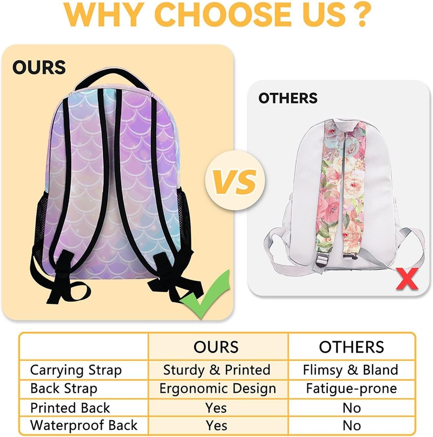 Personalized Mermaid School Backpack for Girls, 16 Inch Pink Backpacks for Kids, Cartoon, Durable, Lightweight, Large Capacity Bookbag for Travel