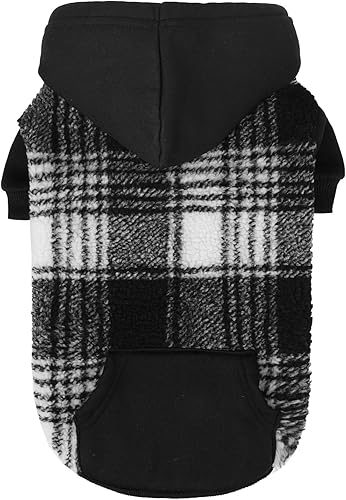 PUPTECK Sudadera con Capucha para Perro Sudadera para Cachorro Suéter Cálido para Perro Ropa de Invierno Abrigos para Clima Frío para Perros Negro