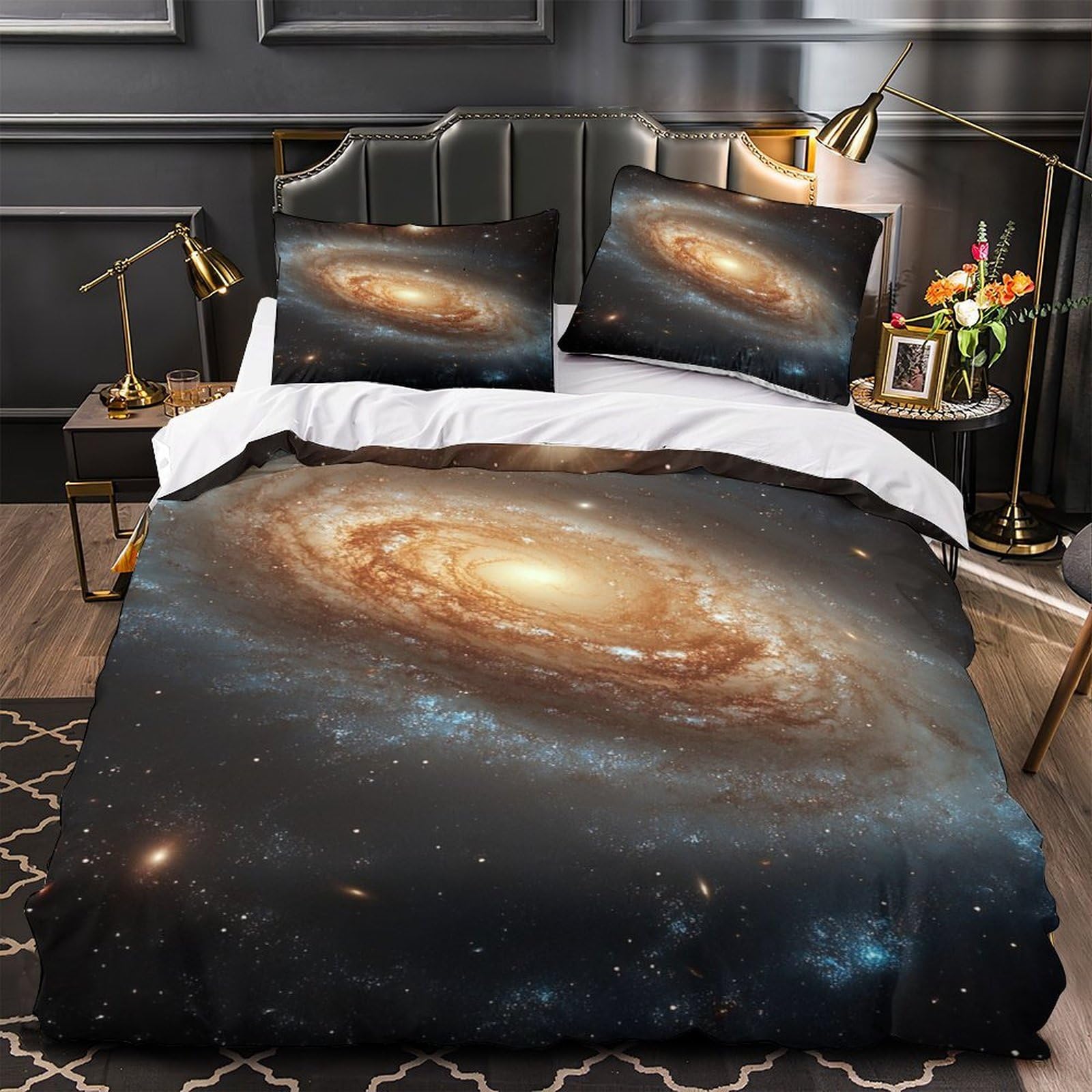 Housse de couette 3D imprimé spirale galactique microfibre déco chambre enfant double 200x200cm