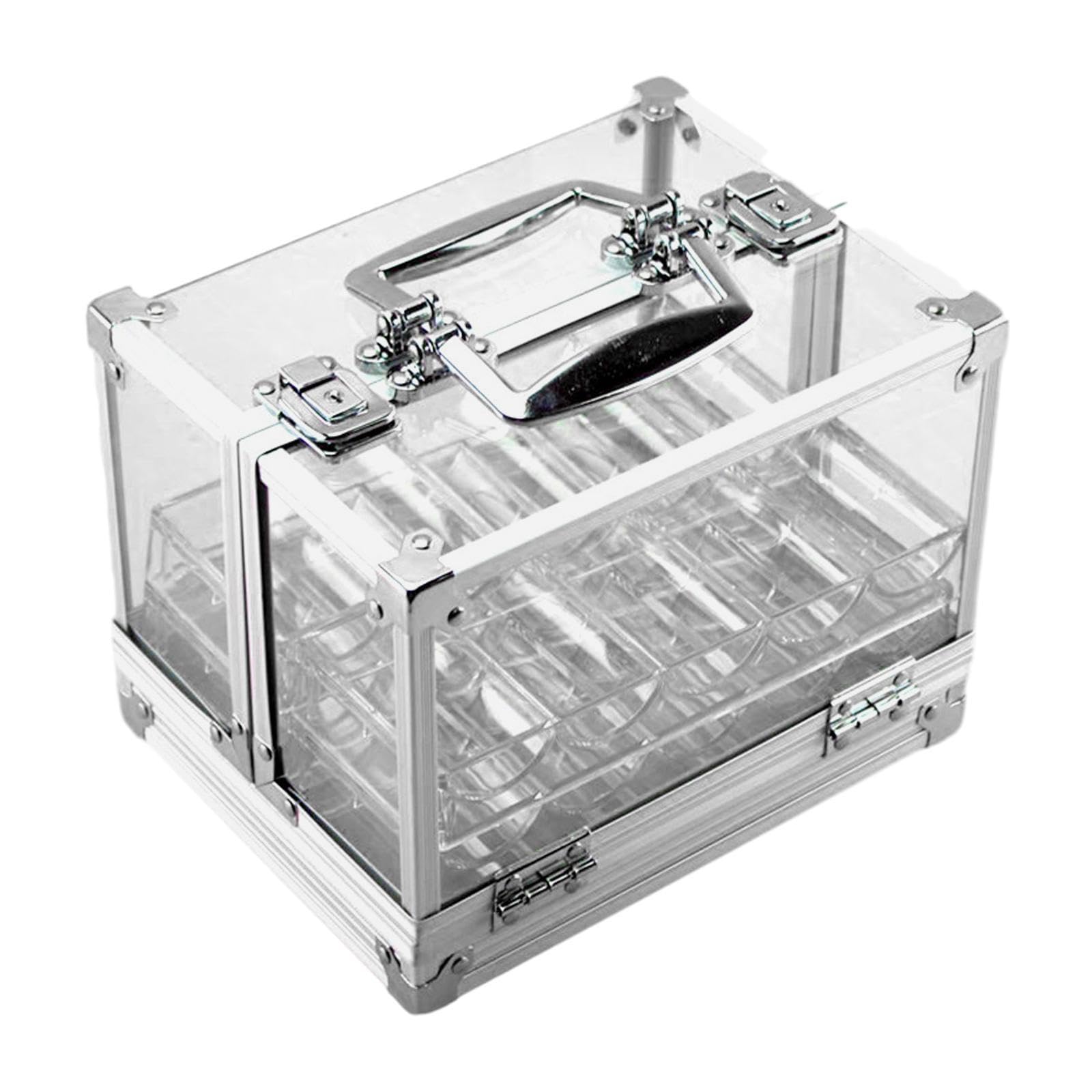 Portafichas acrílico de Gran Capacidad con bandejas para fichas. Ideal para Fiestas en Casinos y Juegos de Cartas. Bandeja para Colocar Las fichas fácilmente. Estuche acrílico para