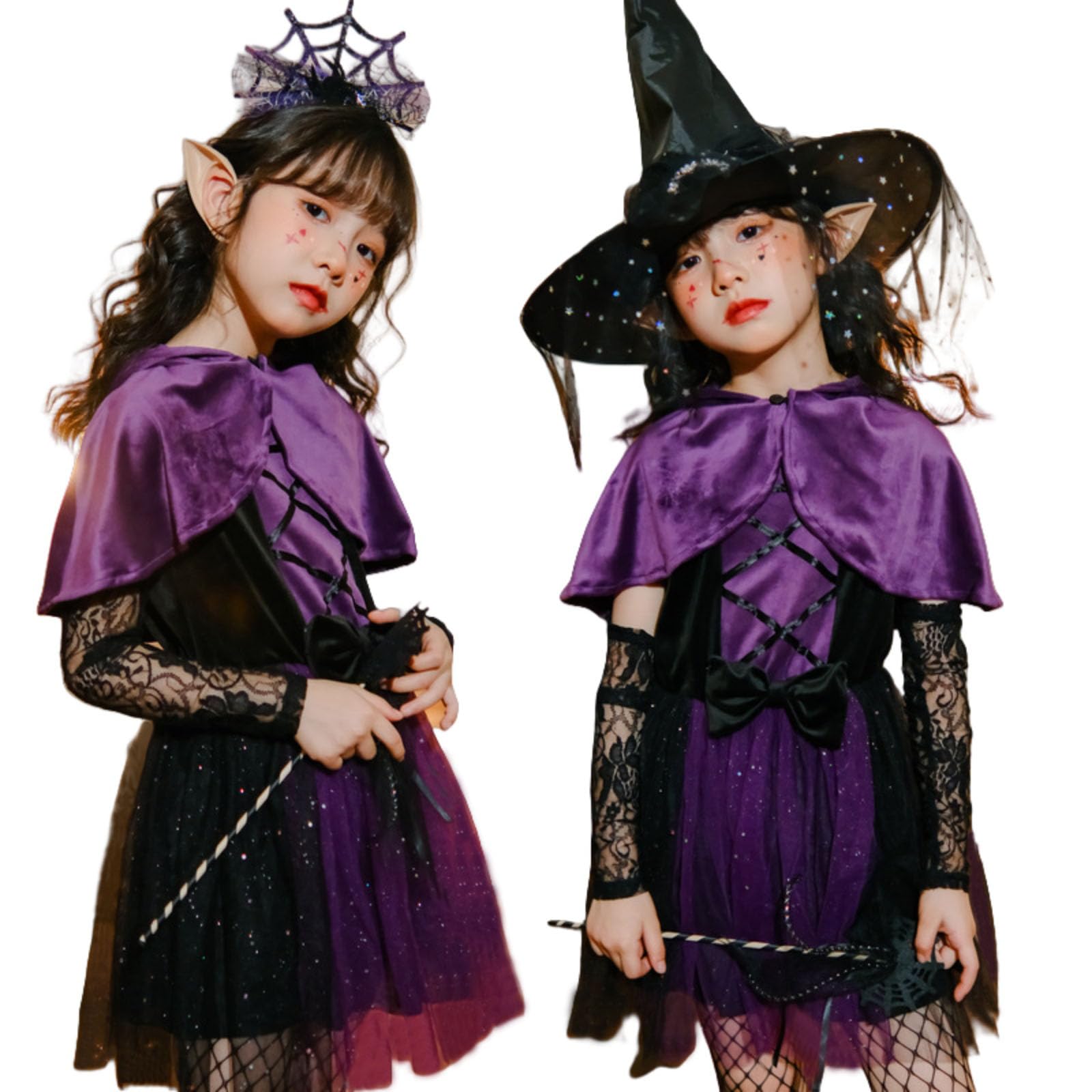 Amazon.co.jp: [JUNDOMECY] 魔女 コスプレ 子供 女の子 紫 可愛い