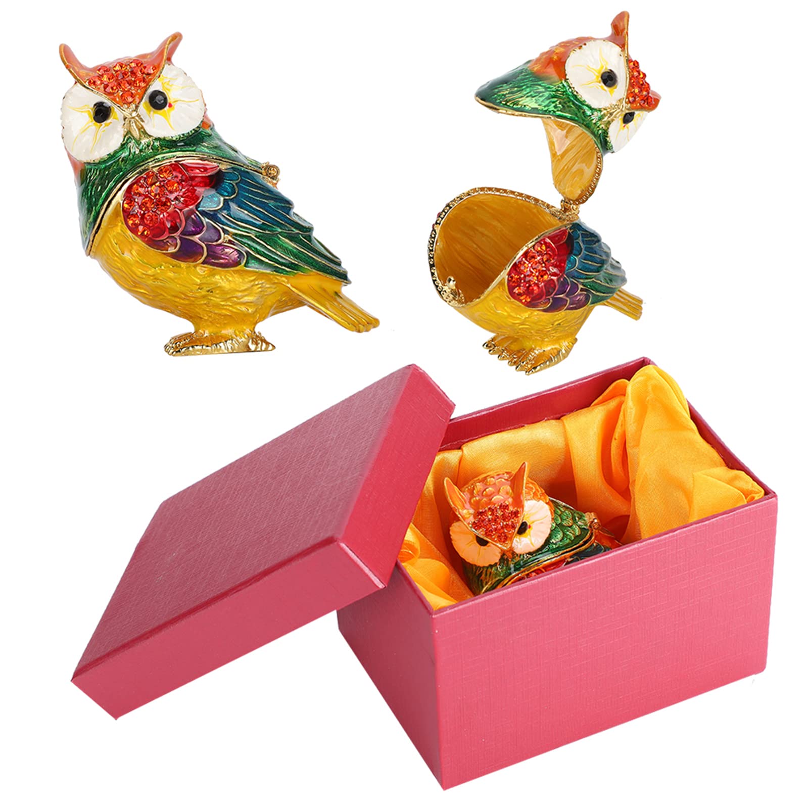 Eule Graving Box, Scharniere Schmuck Box Eule Figur Scharnier Display Halskette Schmuck Organizer Sammlung Tierfigur Home Dekorative Handwerk Schmuckschmuckboxen