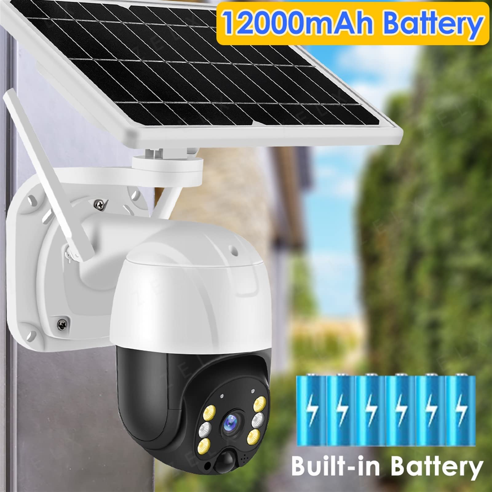 Telecamera Wifi Esterno, Telecamera IP solare 3MP 4G Videosorveglianza Batteria esterna Telecamera di sicurezza CCTV Audio bidirezionale Vista a 360° 2K Impermeabile ,Sicurezza, Antifurto(3MP 4G Camer
