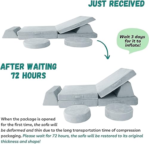 Miniatura 9 de MeMoreCool Sofá modular para niños, sofá modular para dormitorio, sala de juegos, juego de sofá plegable de 8 piezas para niños y niñas, sofá