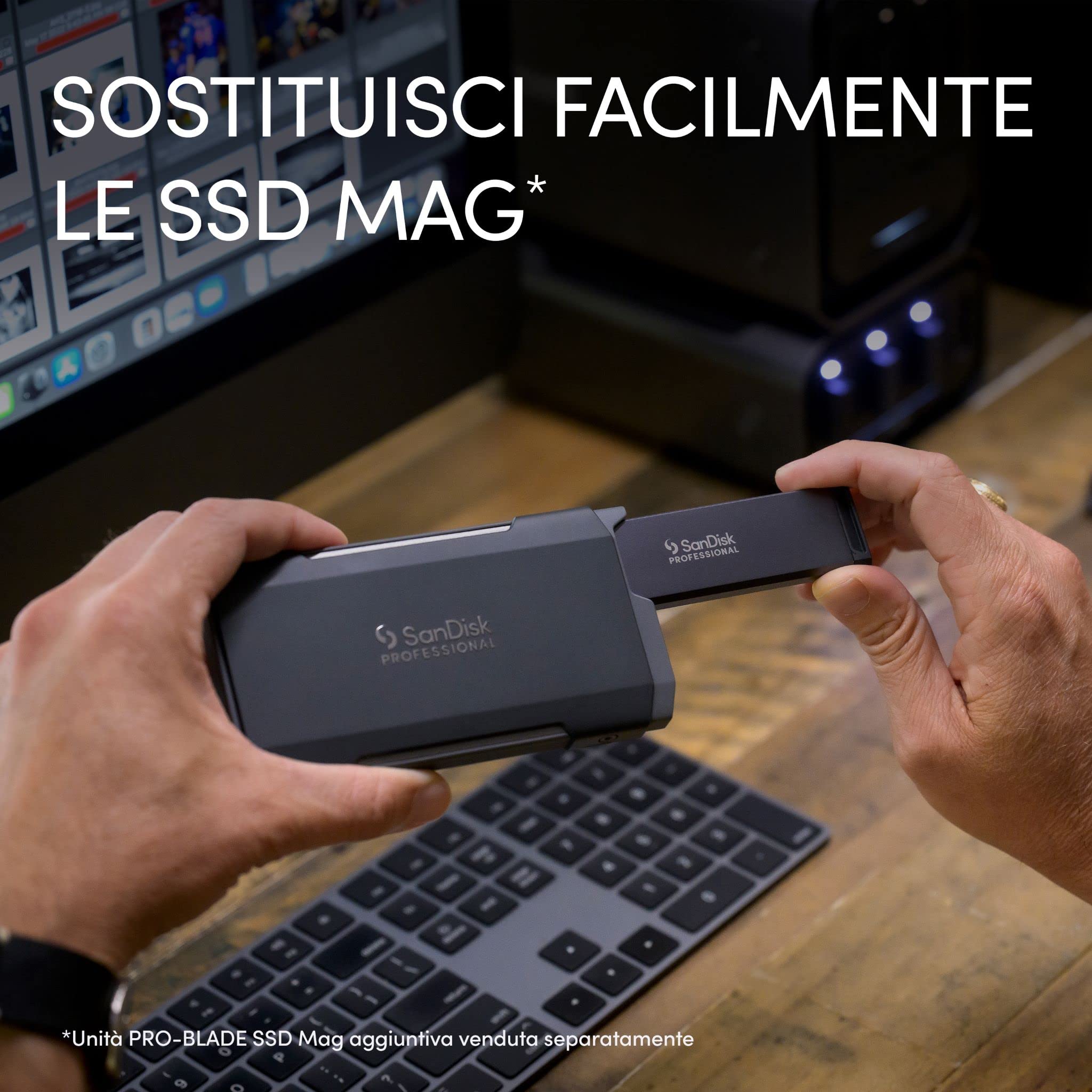 SanDisk Professional Trasporto PRO-BLADE incluso PRO-BLADE 4TB SSD MAG. USB-C fino a 2000MB/s