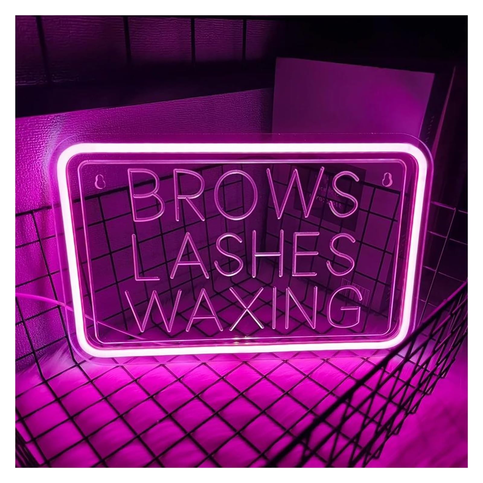 LEMST Signs Lamp Brows Lashes Waxing Neon Sign Light USB Powered 3D Artistic Carving Design for Beauty Salons Spas Business Eyelash Shop 33cmx21.5cm