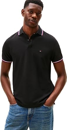 Tommy Hilfiger Men's Short Sleeve Casual Polo Shirts in Regular Fit with Stretch and Cuff Designs