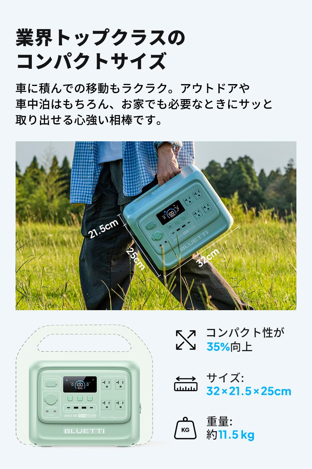 Amazon.co.jp: BLUETTI ポータブル電源 AORA 100 V2 日本限定モデル