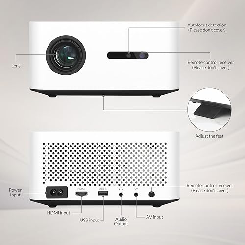 Miniatura 5 de Proyector inteligente Google TV con WiFi y Bluetooth, compatible con 4K, enfoque automático y Keystone, Dolby Audio, película nativa 1080P, mini