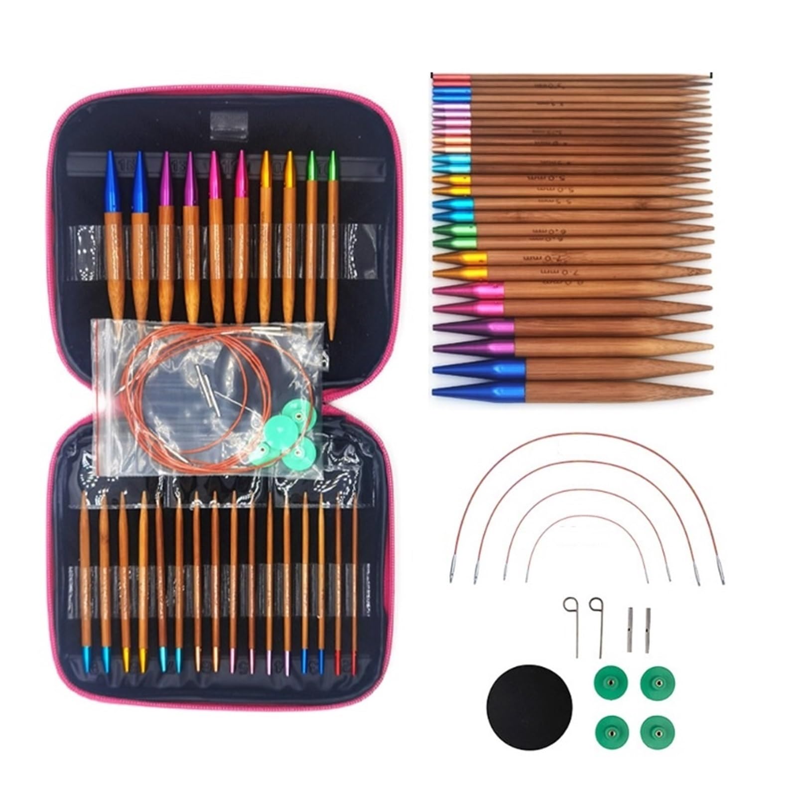 Knitting Needles Removable Carbonized Bamboo Circular Needle Sweater Weaving Tools Interchangeable Crochet Knitting Needles Set
