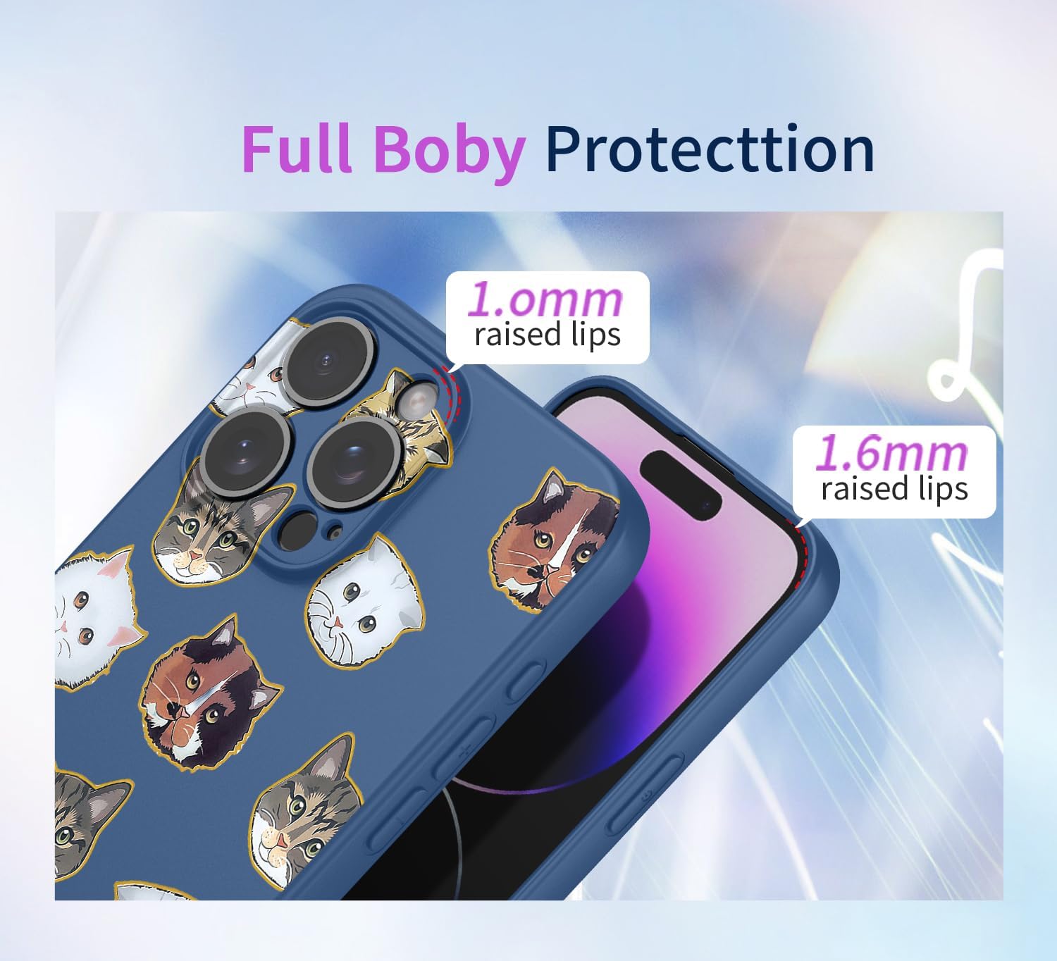 Phone Case for Galaxy S21 Ultra Case, Samsung S21 Ultra SM-G998U Case Shockproof Flexible Bumper TPU Soft Case Cat Pattern Phone Cover for Samsung Galaxy S21 Ultra 5G Blue Cat - Image 2
