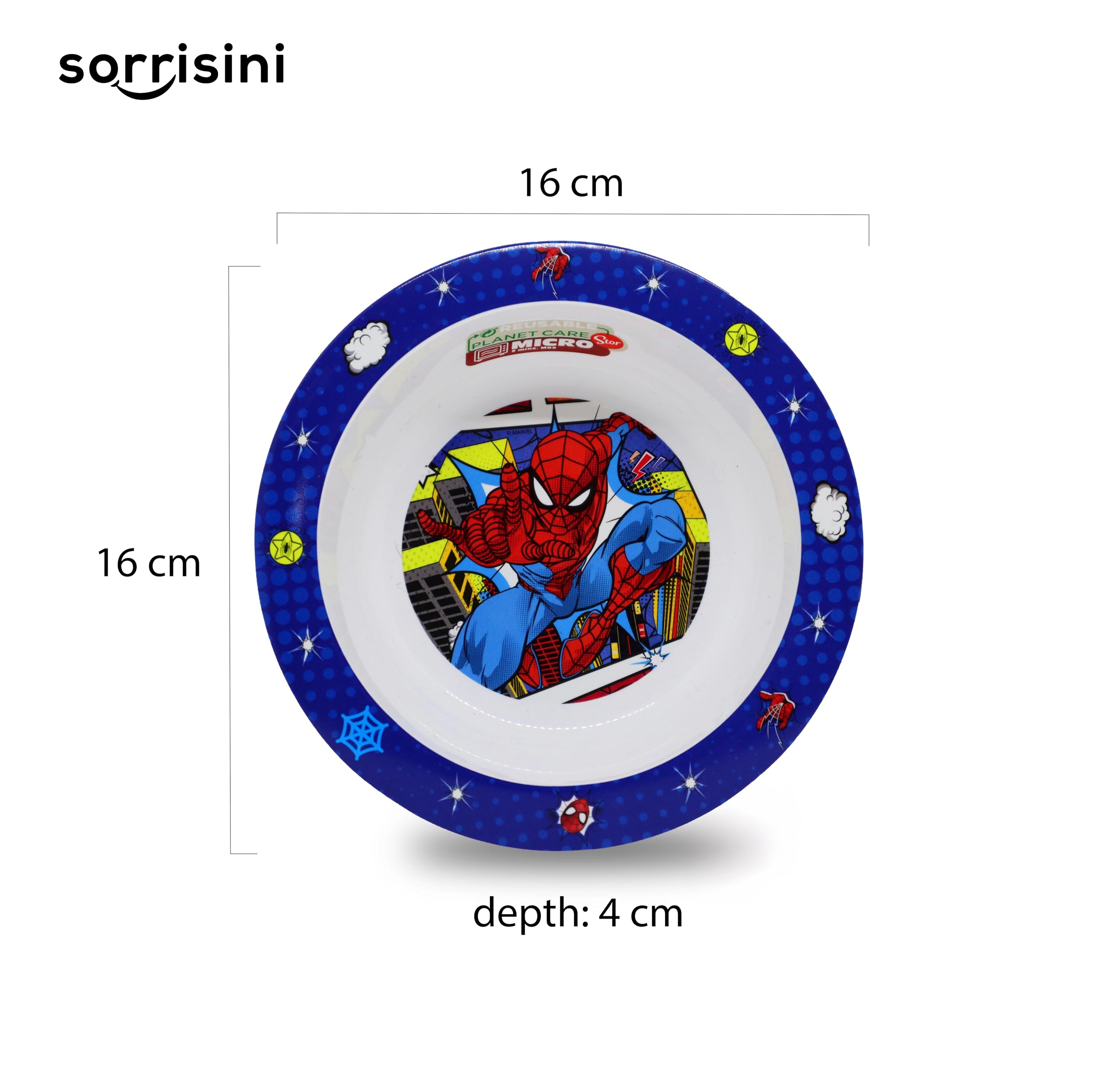 Set Piatti Bambini, Set pappa, Stoviglie bambini riutilizzabile per asilo, scoula, piatto, ciotola, posate, tazza 350ml, Set piatti in plastica dura, Spiderman