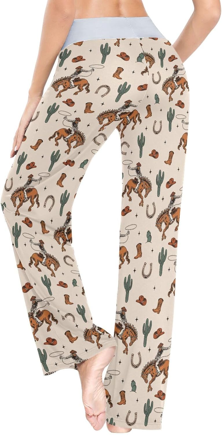 Women's Pajama Pants Comfy High Waist Lounge Casual Wide Leg Western Cowboy Pj Bottoms with Pocket - Image 5