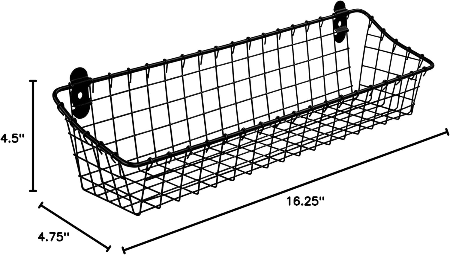 Spectrum Medium Wire Wall Basket Matte Black Rustic Wall Bin, Vintage Wire Basket Wall Mount Hanging Caddy for Kitchen Organization, Wall Mount Storage for Pantry Bathroom Kitchen - Image 3