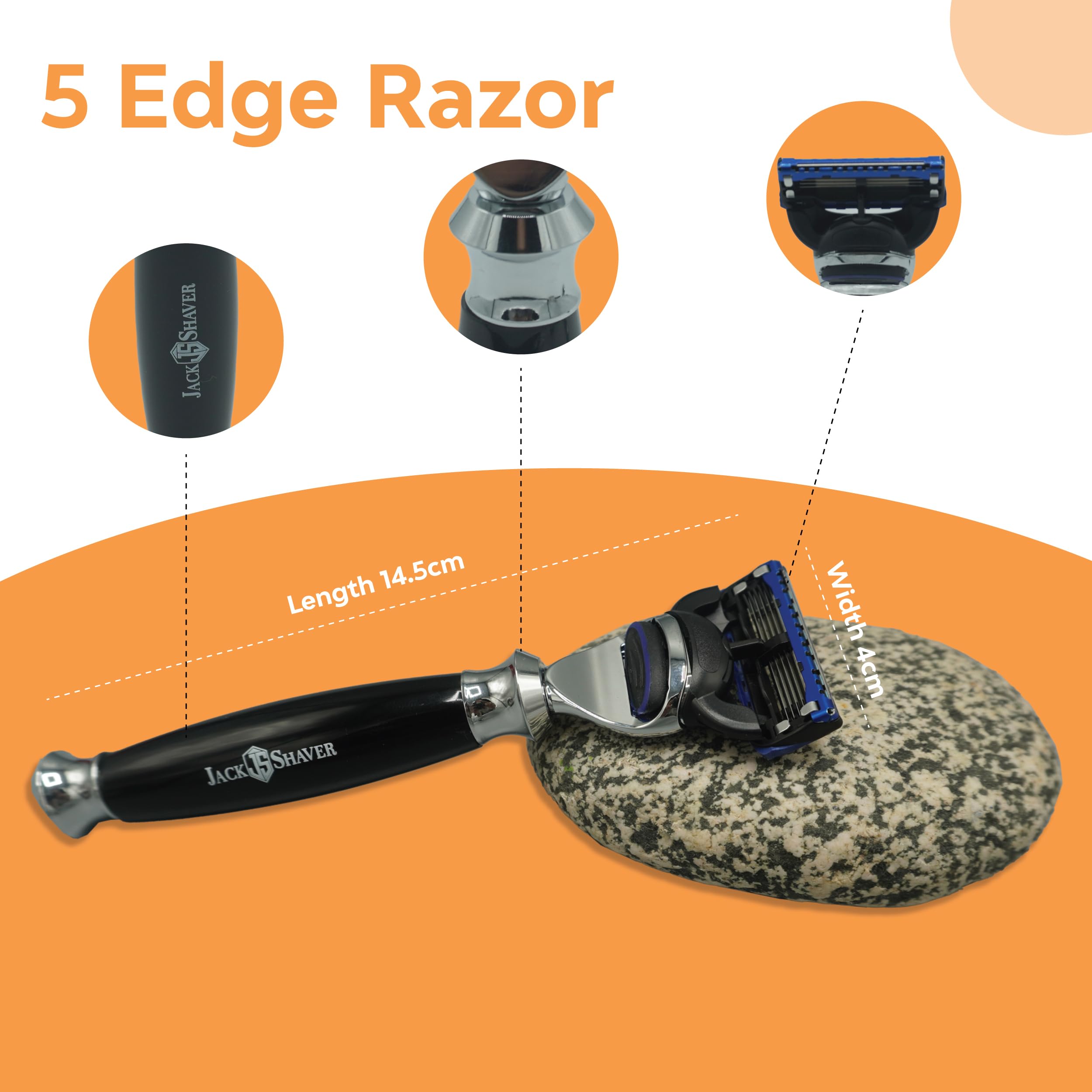 Set da barba da uomo, kit da barba personale da 5 pezzi, rasoio da barba a 5 bordi, pennello da barba in tasso sintetico, sapone e ciotola, supporto da barba, miglior regalo per uomini