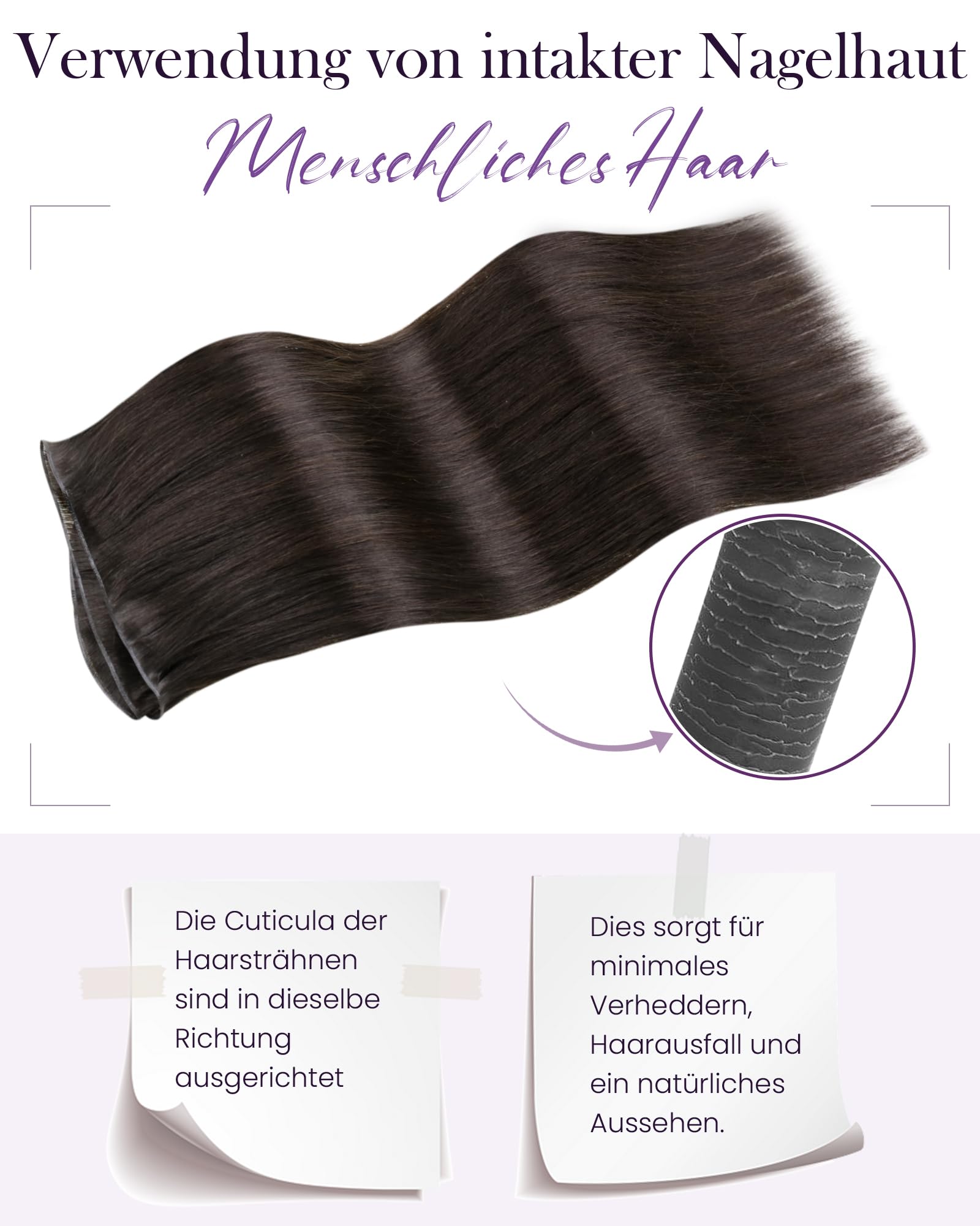 LaaVoo Braun Genius Tressen Echthaar 60cm Echthaar Extensions Tressen Dunkelbraun Haarverlängerung Zum Einnähen Doppelt Hair Weft Extensions Braun #2 80Gramm