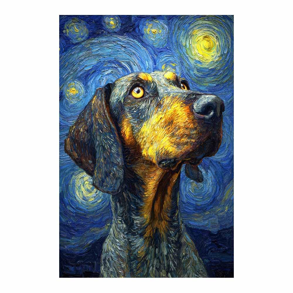 ZAMAEIU Canvas Print Wall Art Dog looking at stars Abstract Dog Animal Paintings, Suitable for living room, bedroom, for Kids Room Decoretc.(blue)-80x120cm Unframed