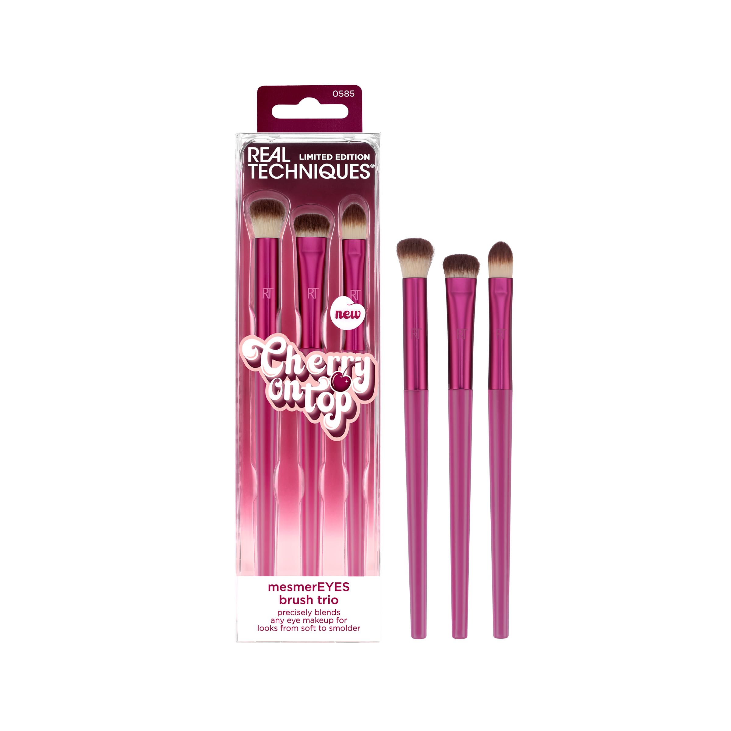 Photo 1 of Real Techniques Cherry On Top MesmerEYES Brush Trio, Limited Edition Makeup Brush Set, Synthetic Bristles, Eyeshadow Blending Brushes, Vegan & Cruelty-Free, For Powder & Cream Shadow, 3 Piece Set