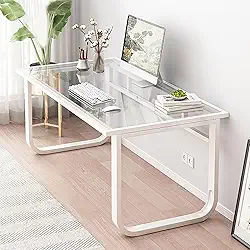 Mesa de computador de vidro, mesa de estudo moderna de escrita simples com pernas de metal, mesa de estudos de escritório em casa, mesa de trabalho para pc para espaços pequenos (120x70x72cm