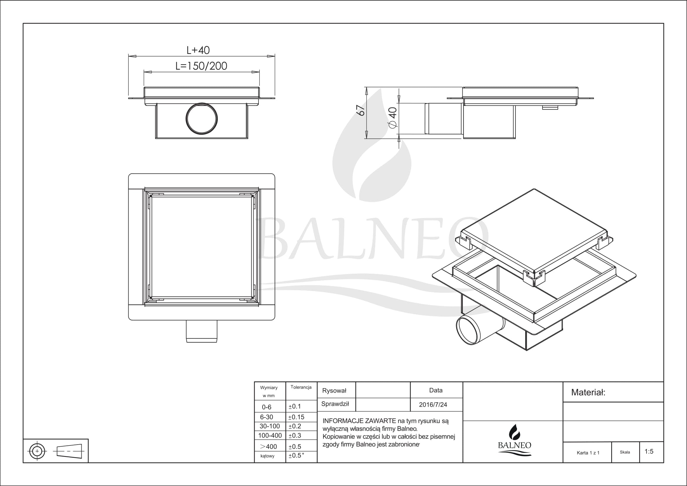 Scarico per Doccia Quadrato 15x15cm in Acciaio Inossidabile Completo, Canale di Scarico per Il Bagno, Scarico a Pavimento con Pannello o Piastrella, Scarico per Doccia Quadrato SQ-Drain 2in1