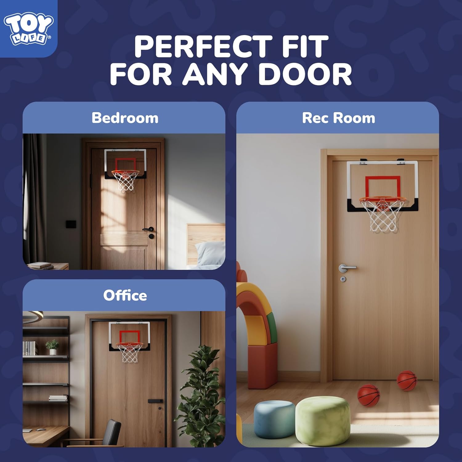 TOY Life Basketball Hoop Indoor for Kids Over The Door Office Basketballhoop for Teens and Adults Mini Hoops Door Room Goal with 4 Balls - Image 4