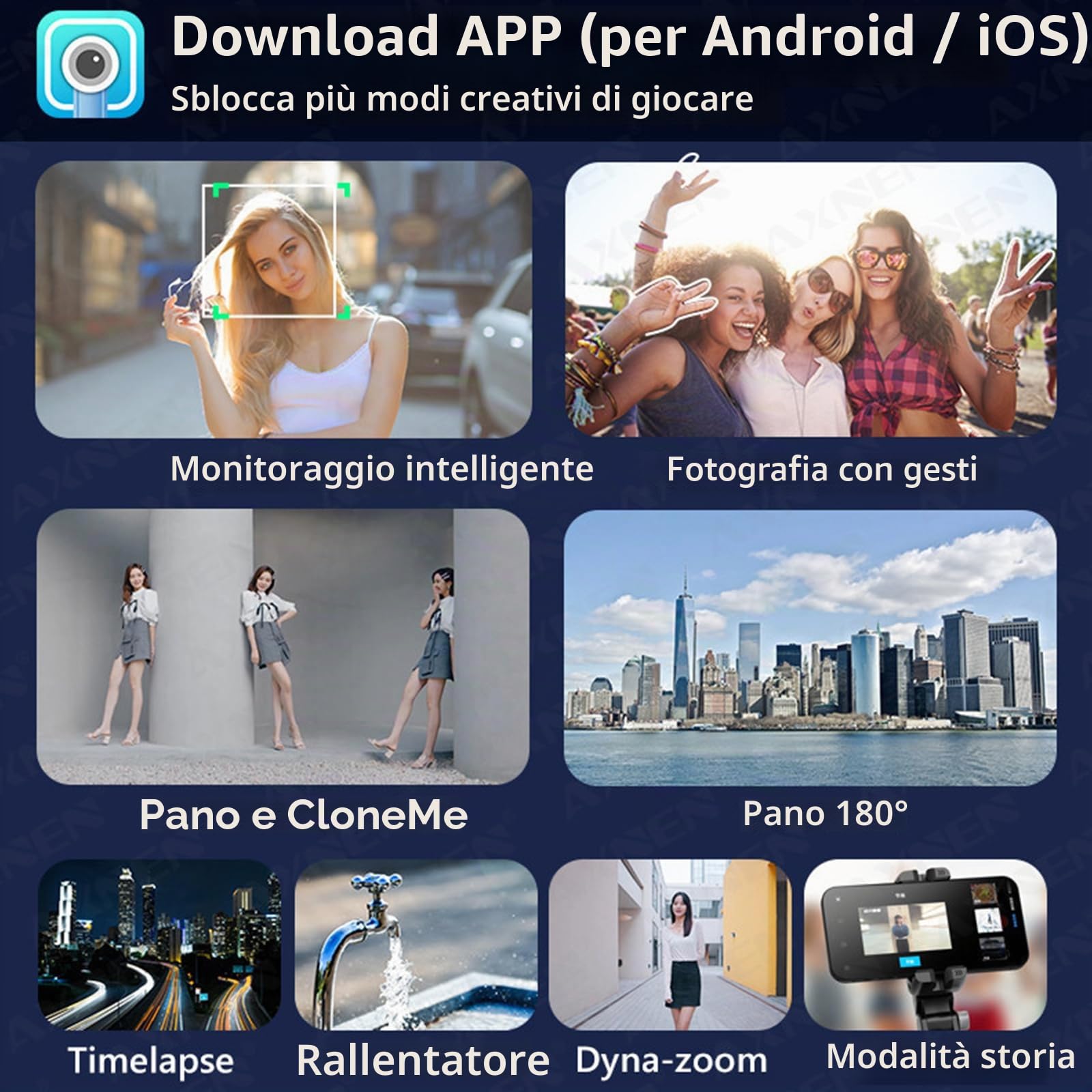 Gimbal Stabilizzatore per Smartphone Rotazione 360° Bastoni Selfie Desktop Treppiede, Luce Riempimento Telecomando Wireless Tracciamento Intelligente Compatibile con Android iPhone