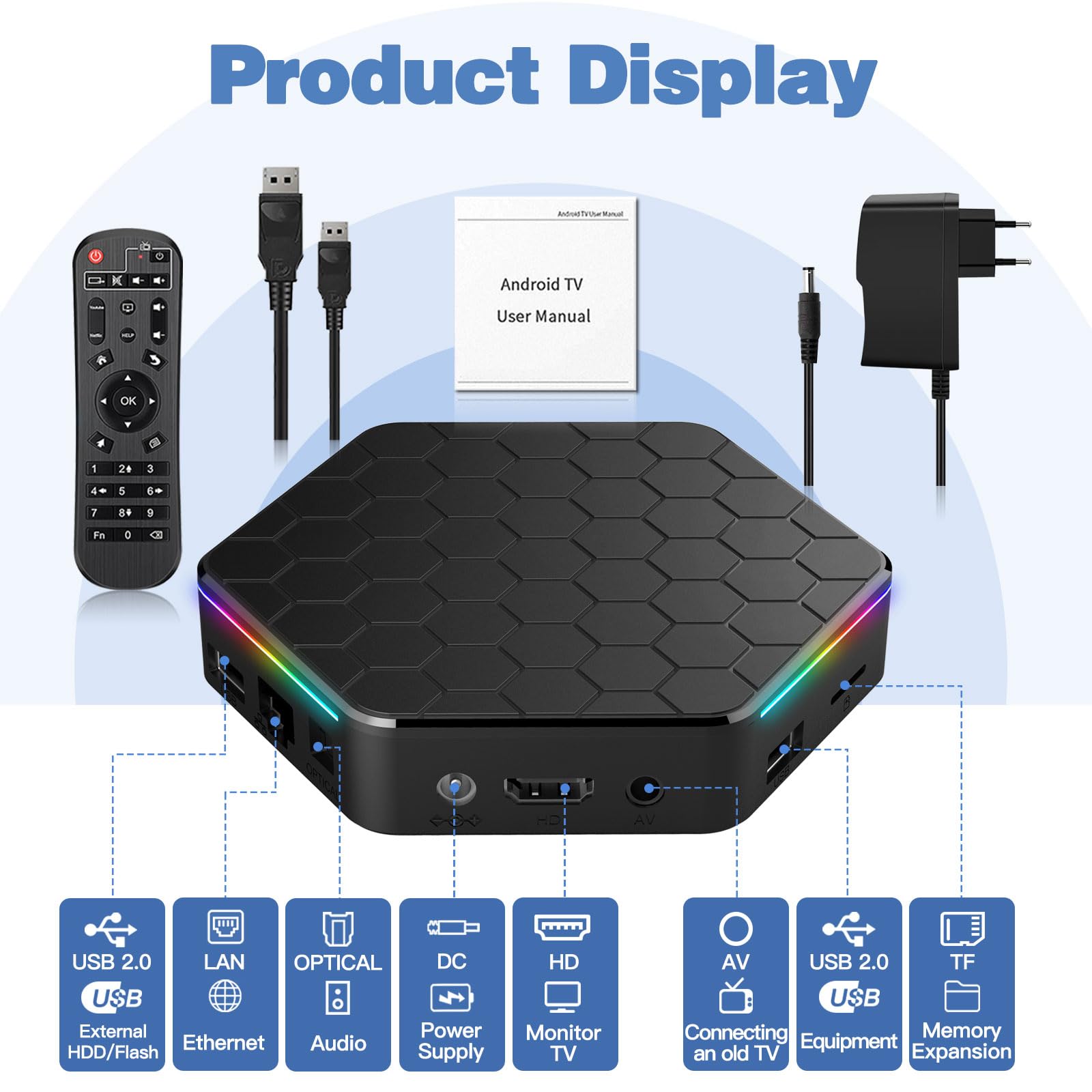 Android TV Box Android 12.0 TV Box 4GB RAM 64GB ROM Allwinner H618 Quad-Core WiFi 6 6K Ultra HD 3D, Android Box 2.4G/5.8GHz Dual WiFi Bluetooth 5.0 Ethernet 100M USB 2.0 TV Box Android 2023