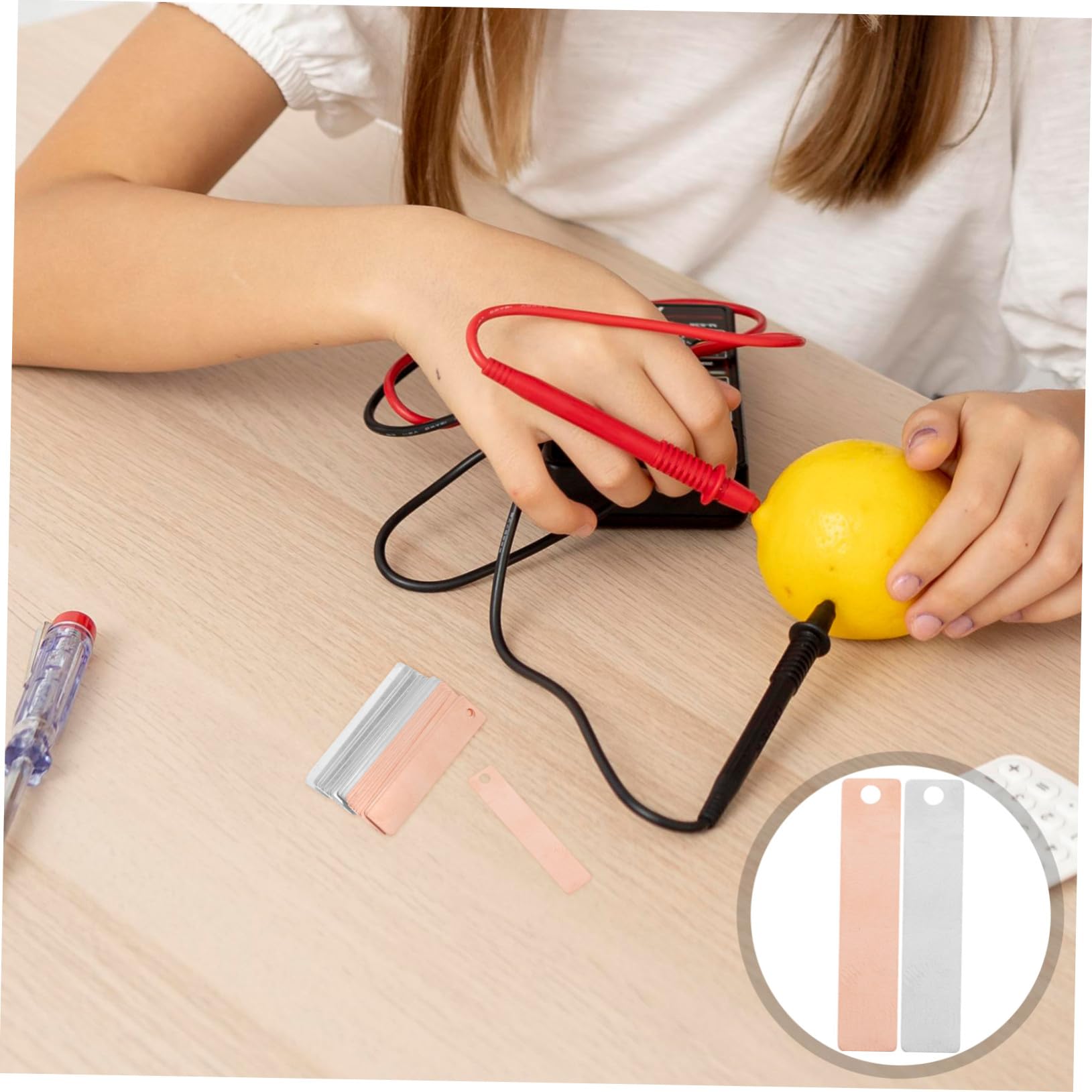 Cabilock Tiras de Electrodos de Cobre y Zinc Material Adecuado Juego de 20 para Galvanoplastia y Soldadura para Experimentos en Laboratorio y Proyectos DIY